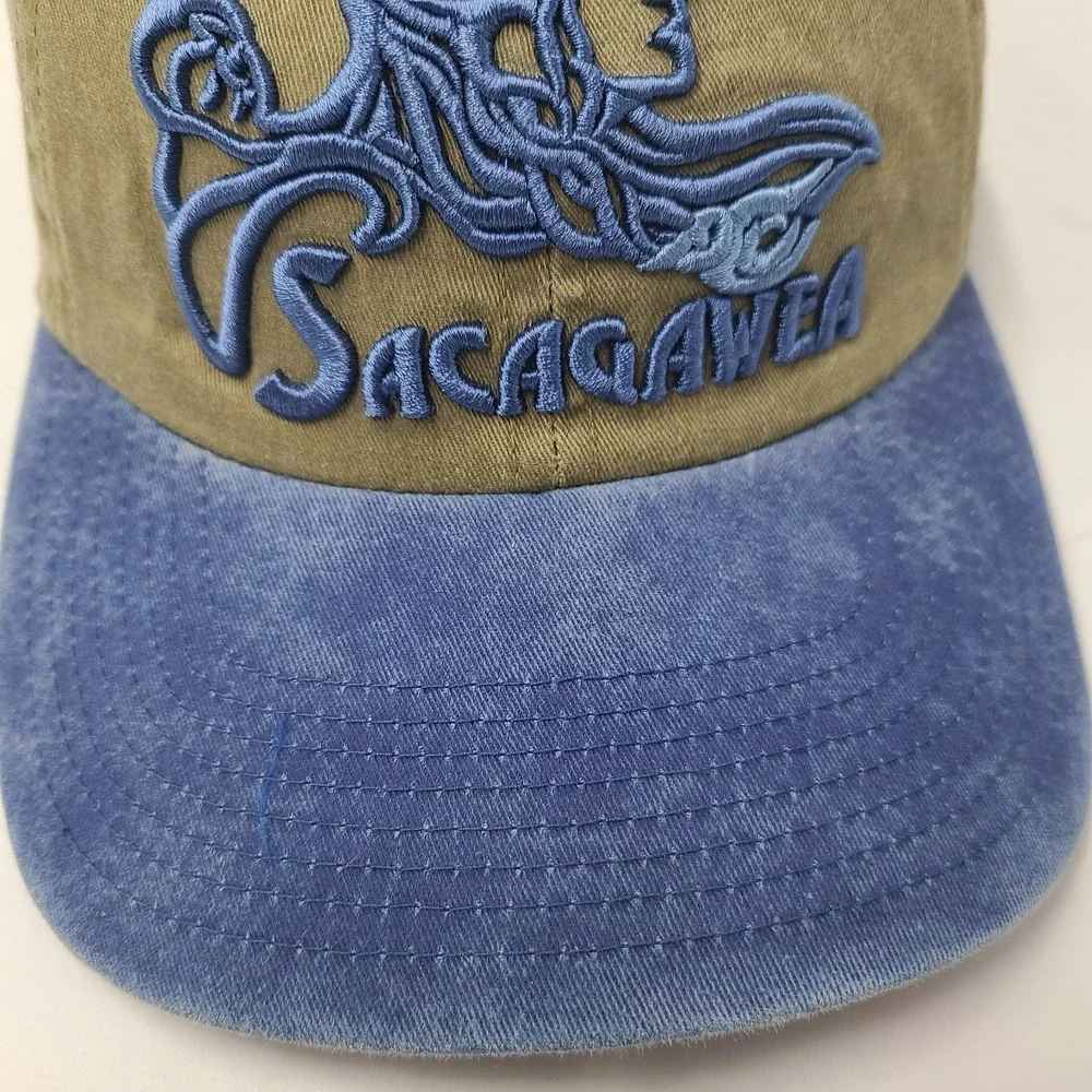 Sacagawea Hat Strapback (Fits Small)‎ Beige Blue Adjustable Lewis & Clark Casual